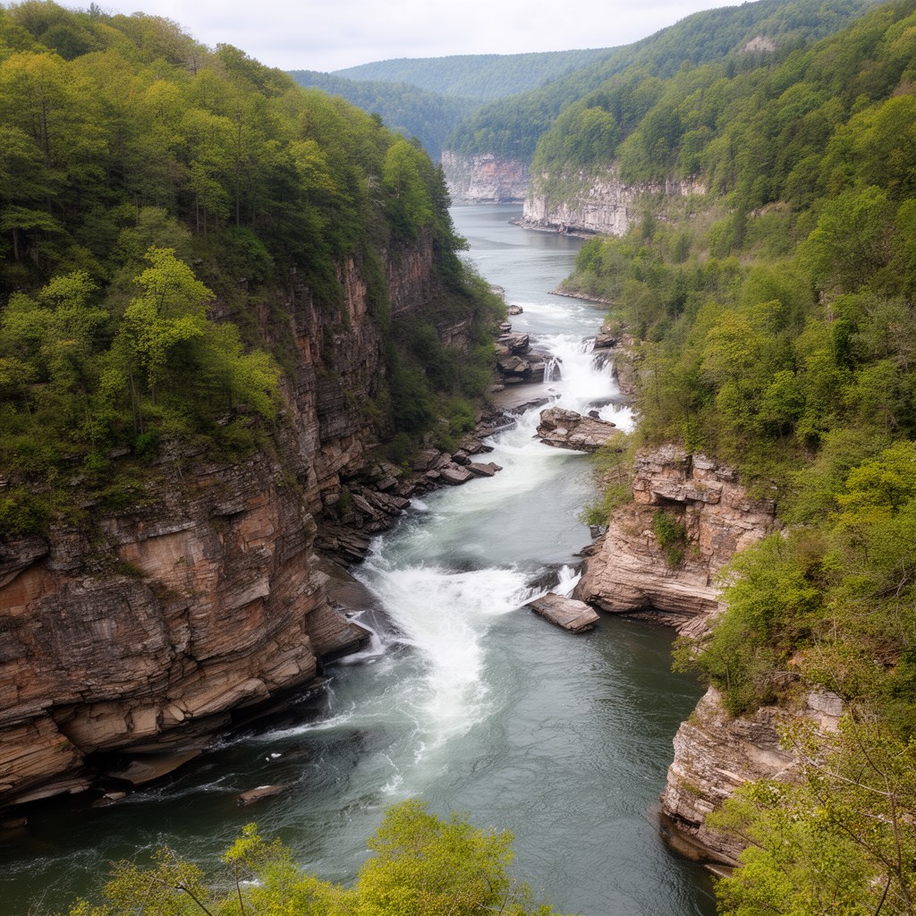 AI-generated illustration of Mather Gorge