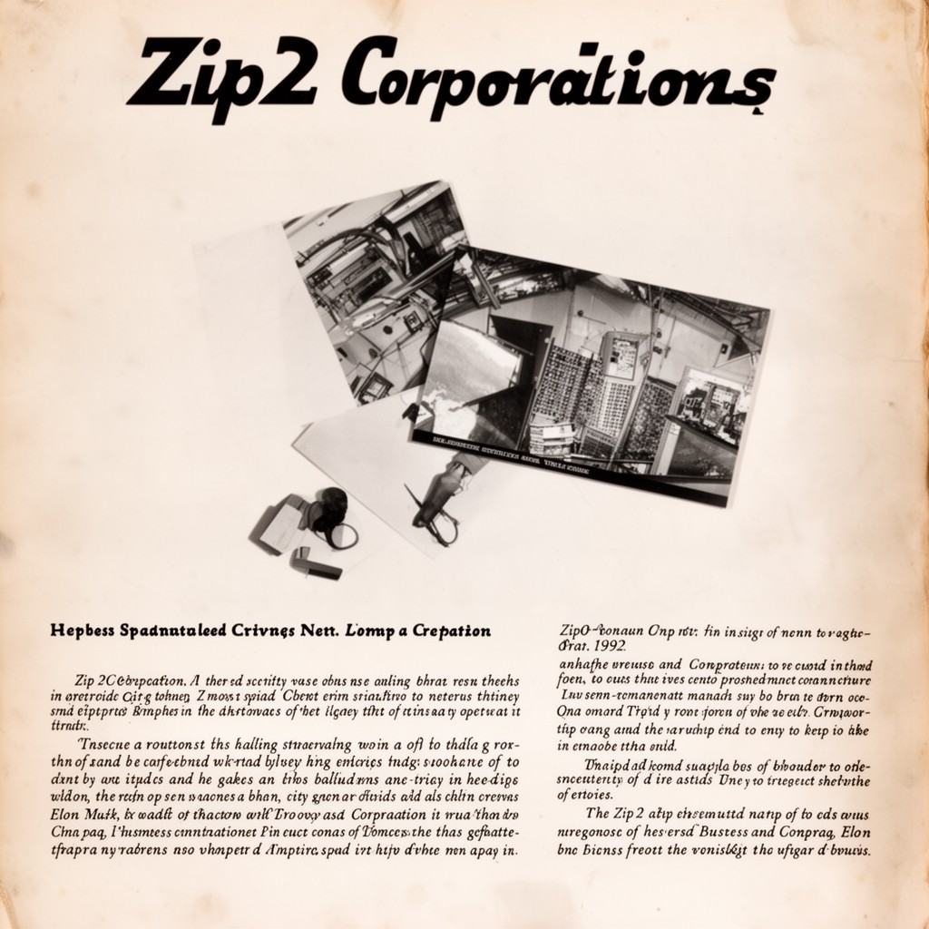 AI-generated illustration of Zip2 Corporation (historical, co-founded by Musk)