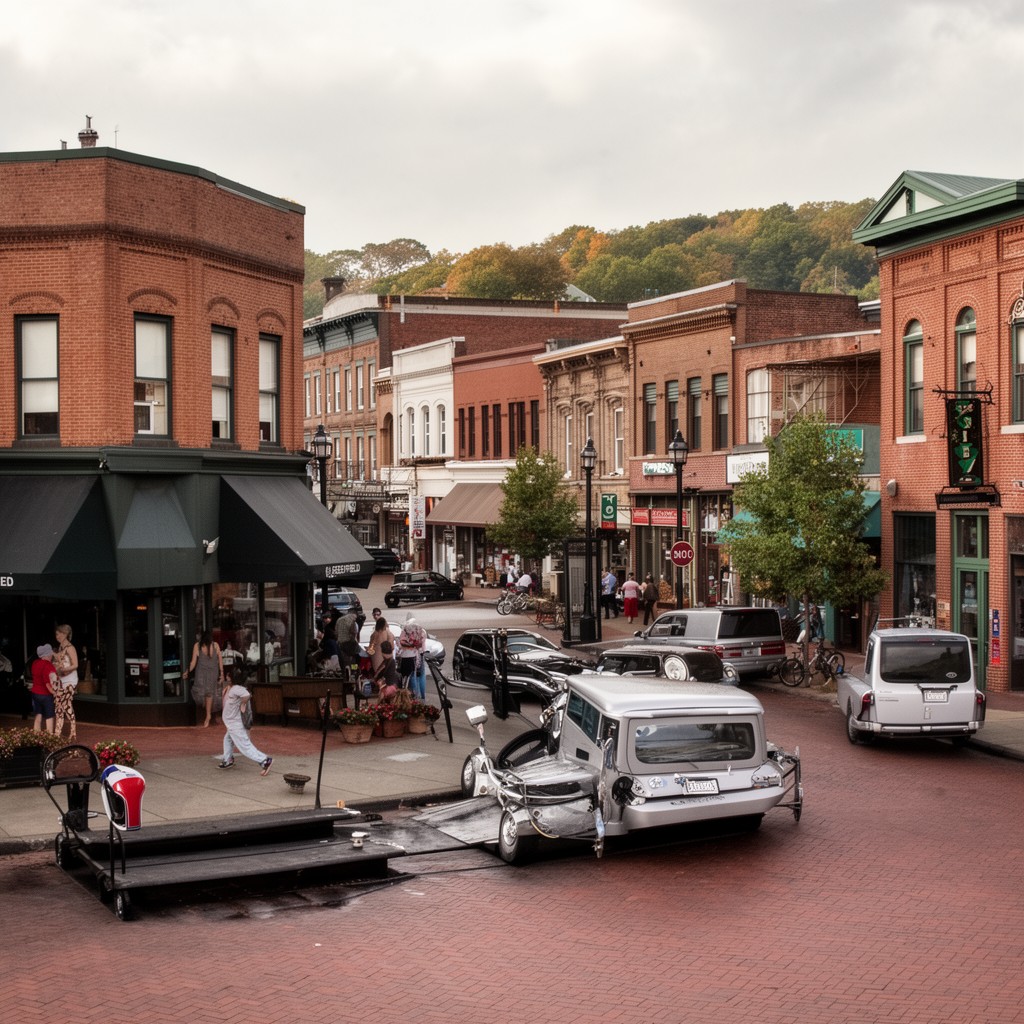 AI-generated illustration of downtown Greenfield, Massachusetts