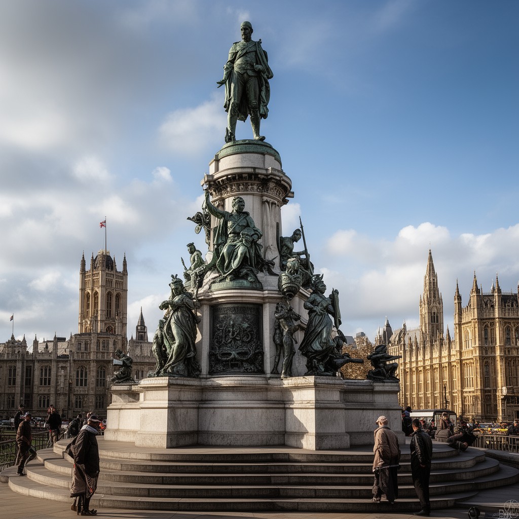 AI-generated illustration of Statue of James Outram, Parliament Square