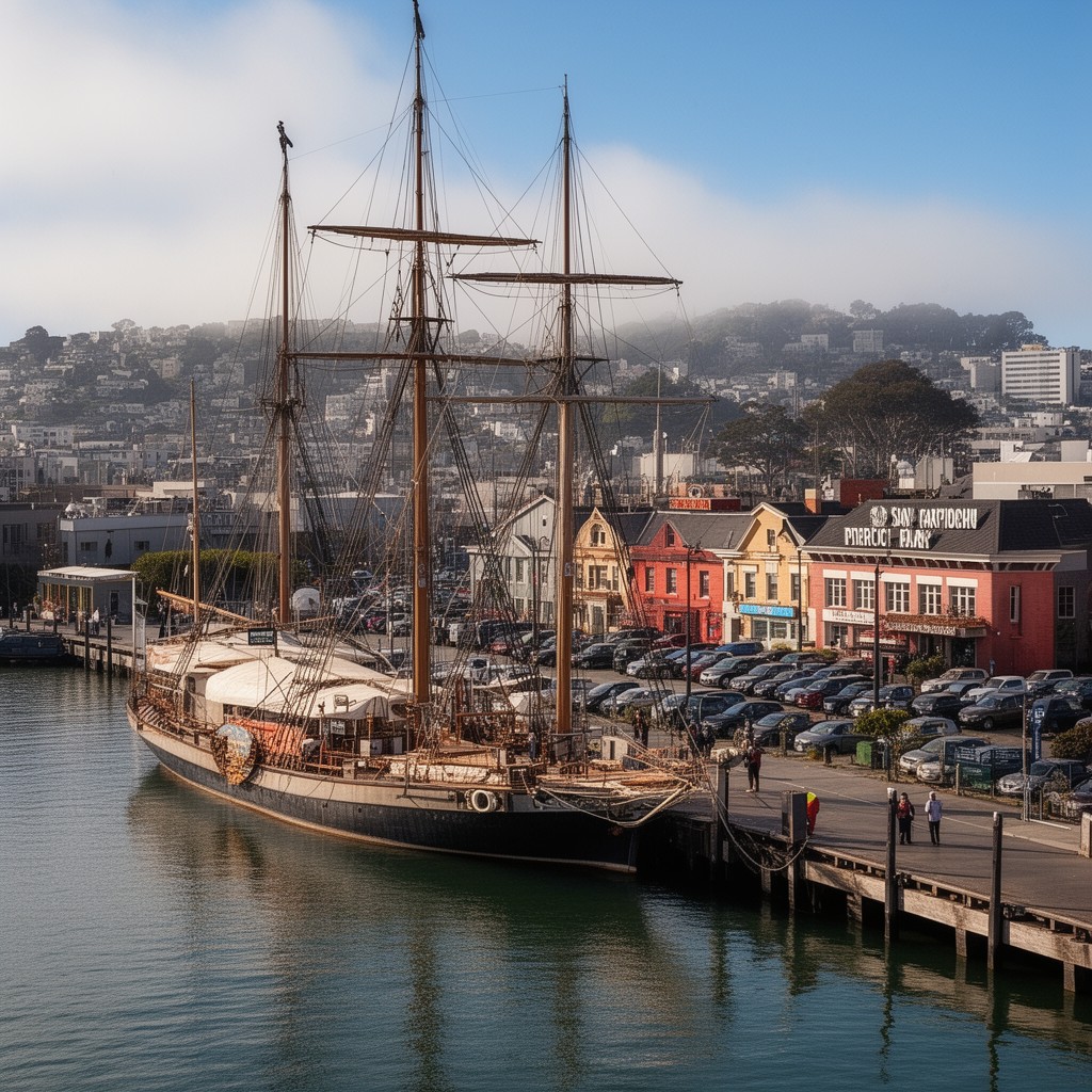 AI-generated illustration of San Francisco Maritime National Historical Park