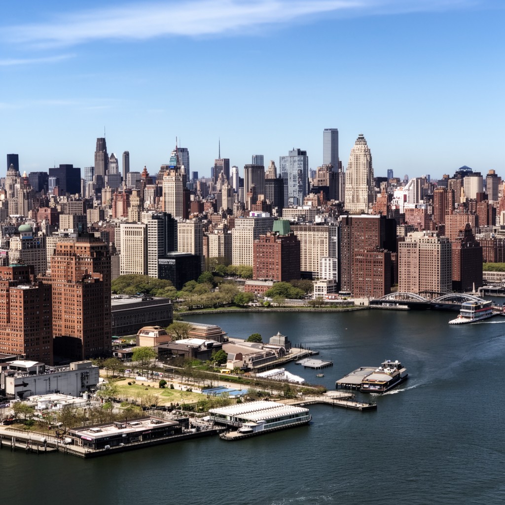 AI-generated illustration of Manhattan by the Harlem River