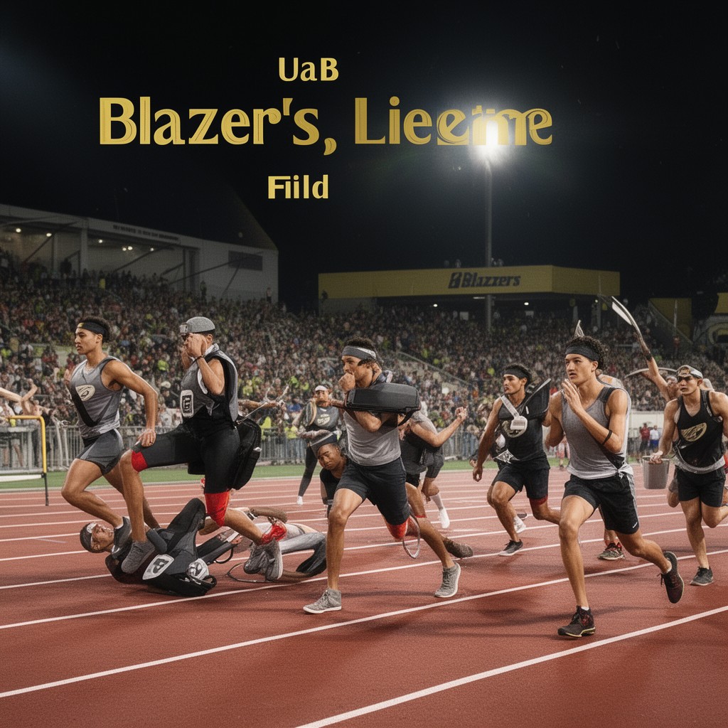 AI-generated illustration of UAB Blazers track and field teams