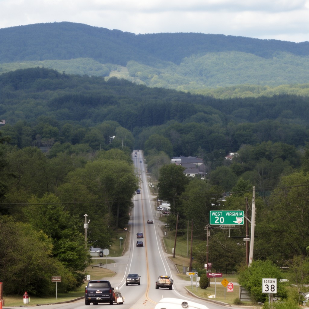 AI-generated illustration of West Virginia Route 20