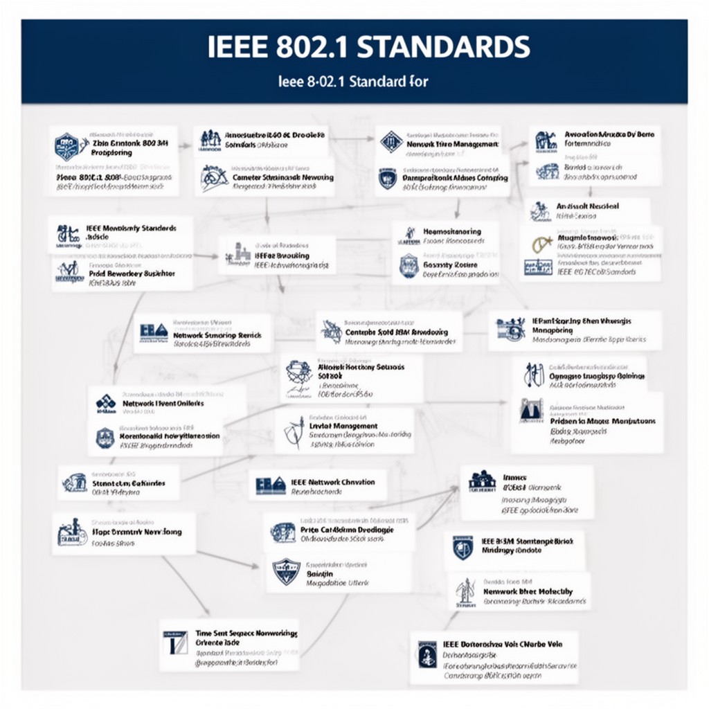 AI-generated illustration of IEEE 802.1 standards family