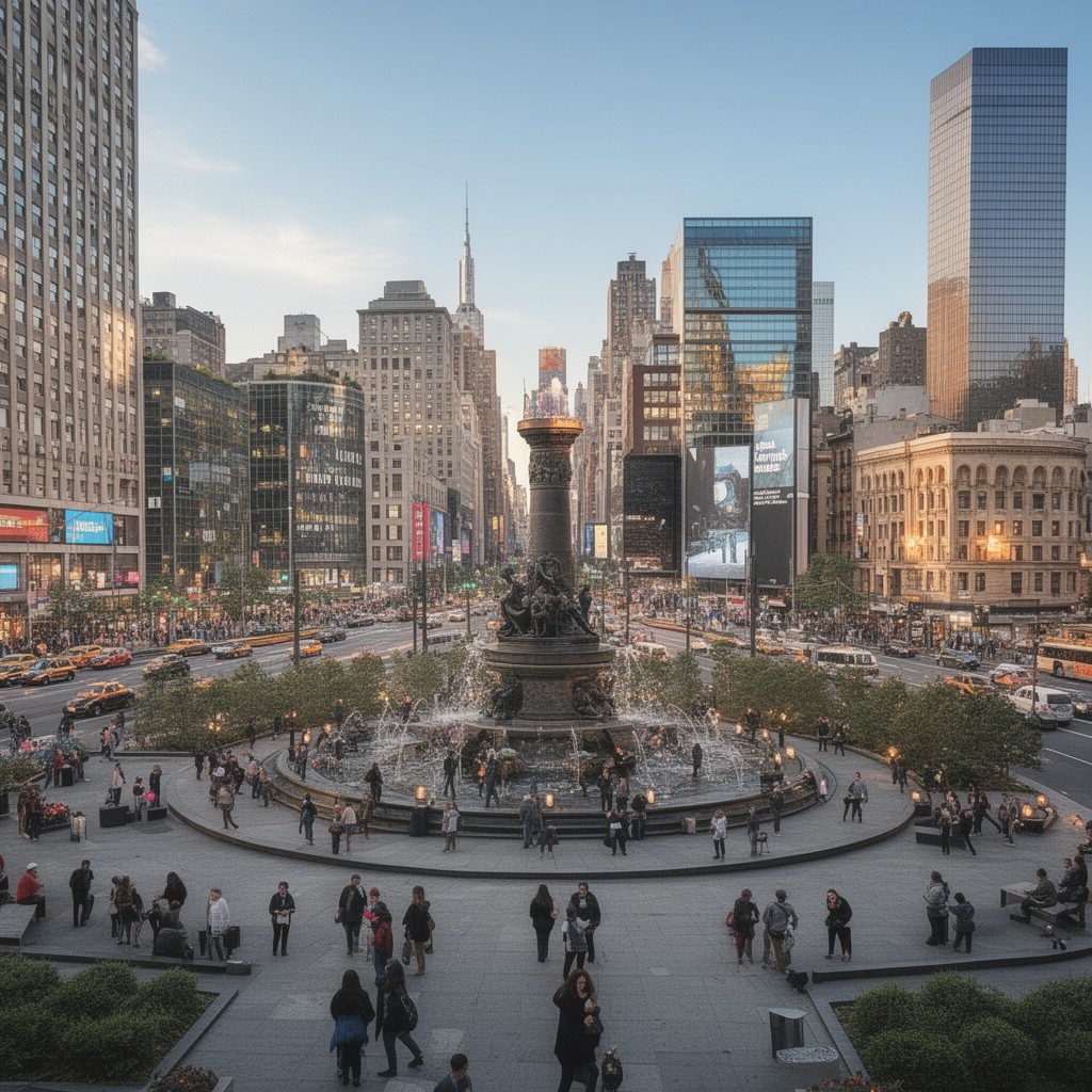 AI-generated illustration of Columbus Circle