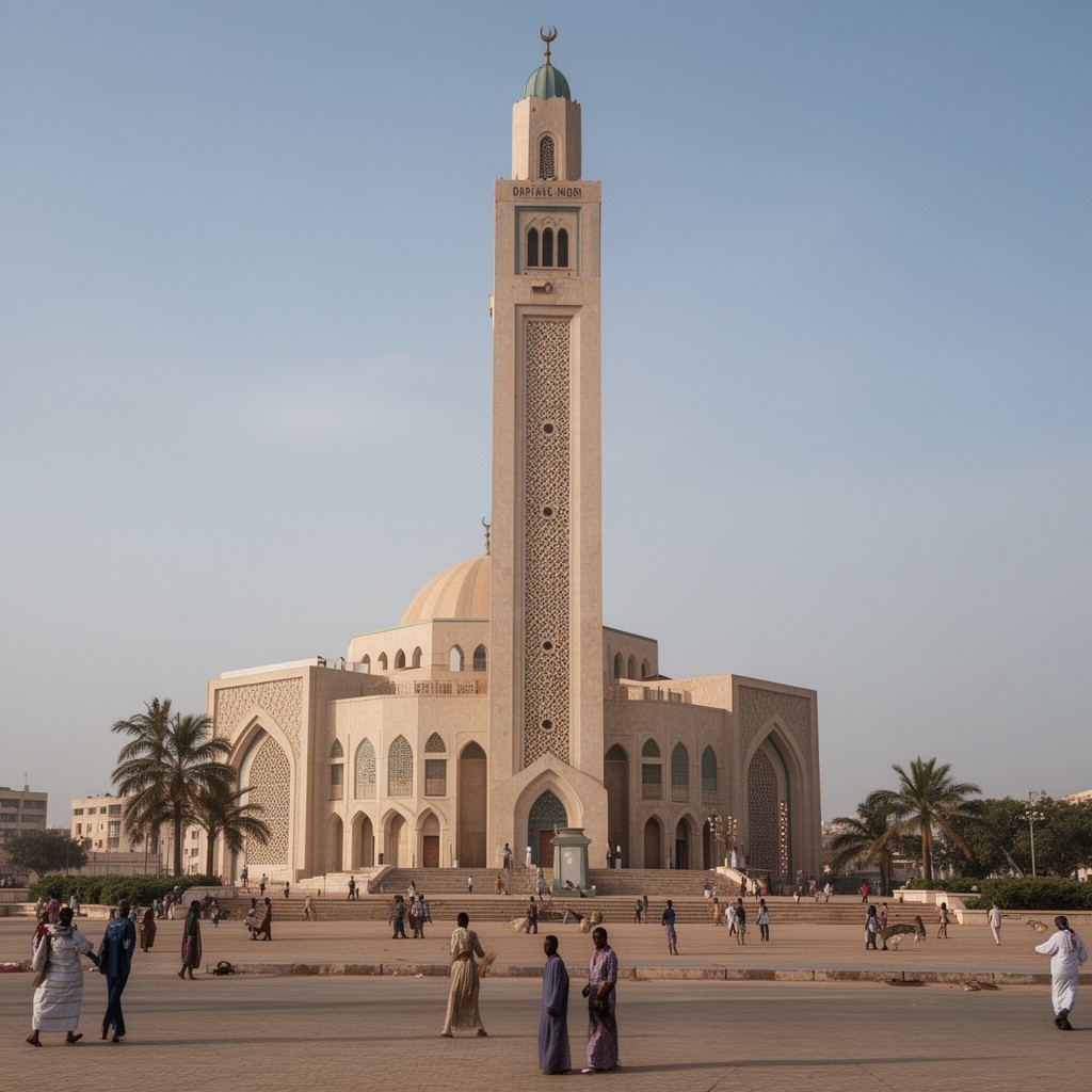 AI-generated illustration of Dakar Grand Mosque