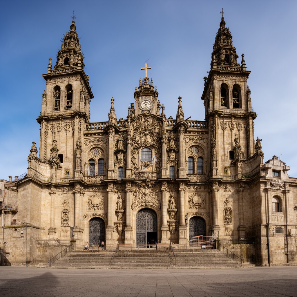 AI-generated illustration of Santiago de Compostela Cathedral