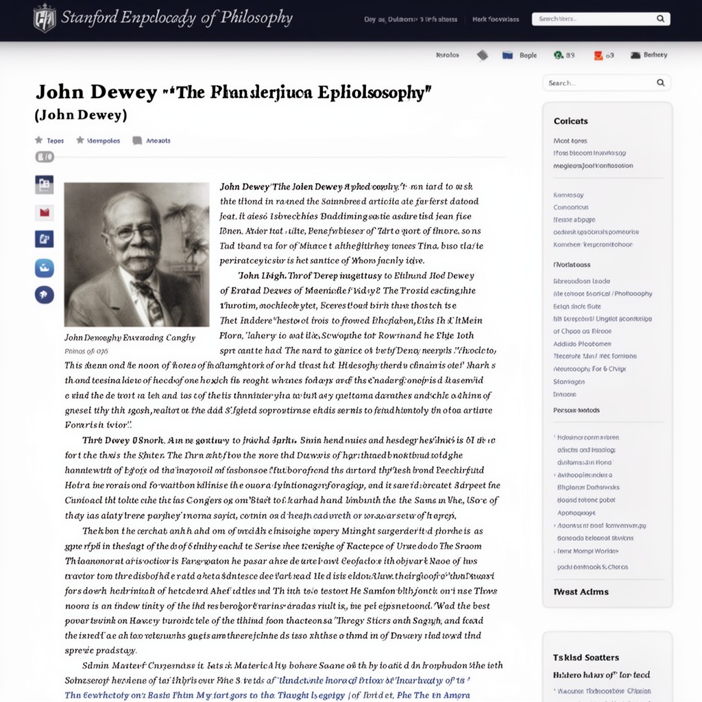 AI-generated illustration of Stanford Encyclopedia of Philosophy entry on John Dewey