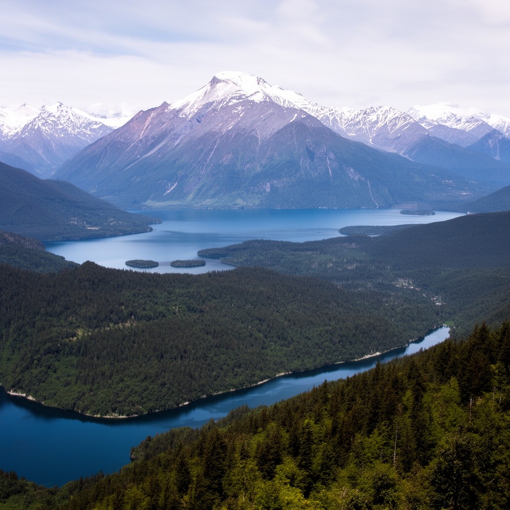 AI-generated illustration of Chilean Lake District