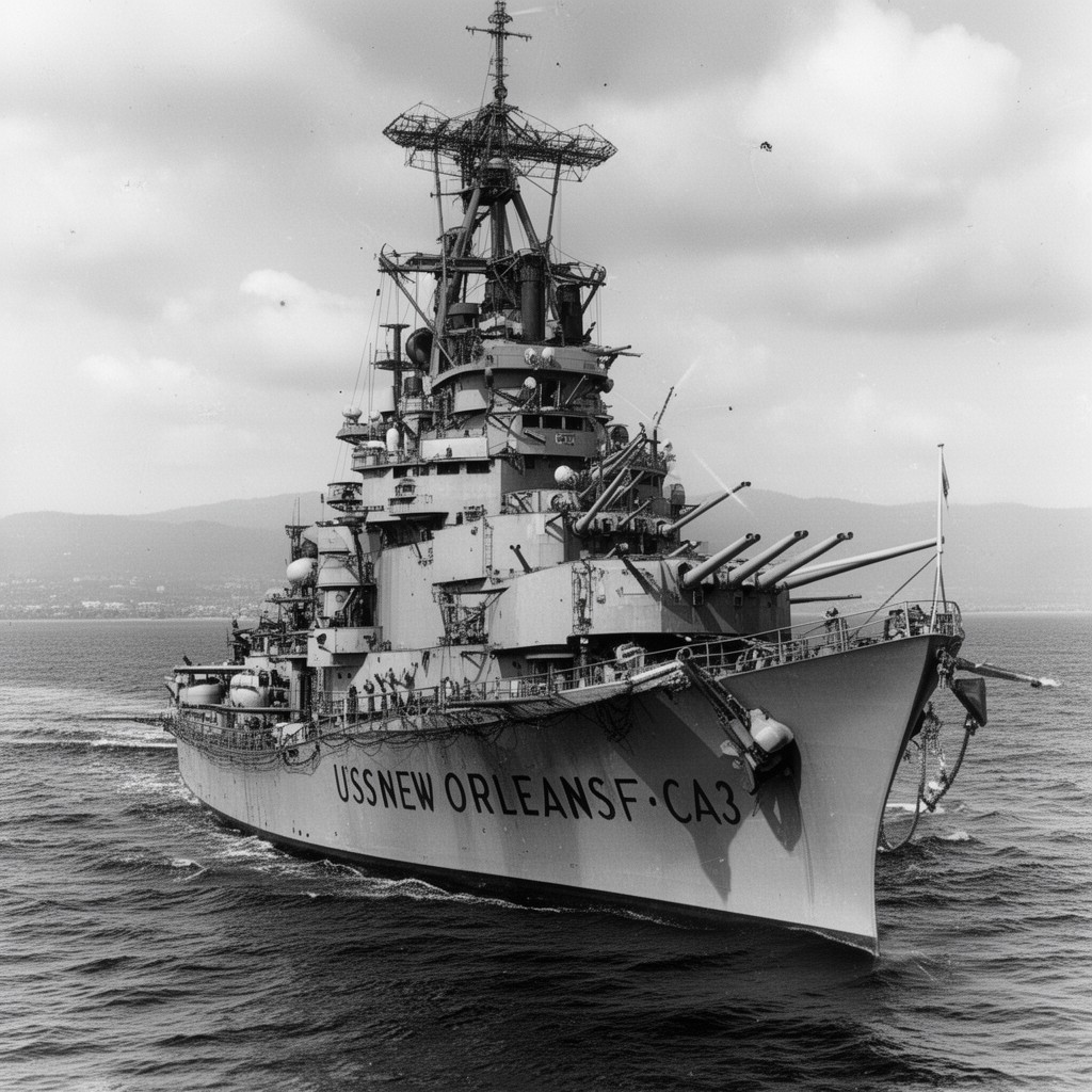 AI-generated illustration of USS New Orleans (CA-32)