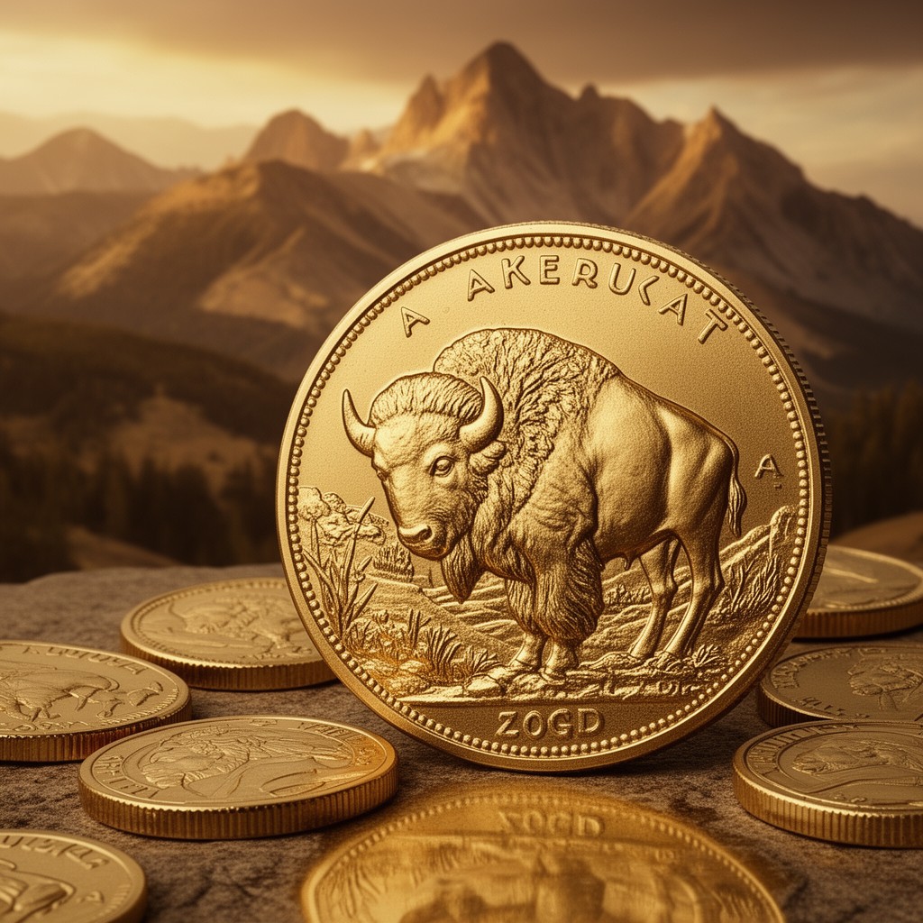 AI-generated illustration of American Buffalo gold bullion coins