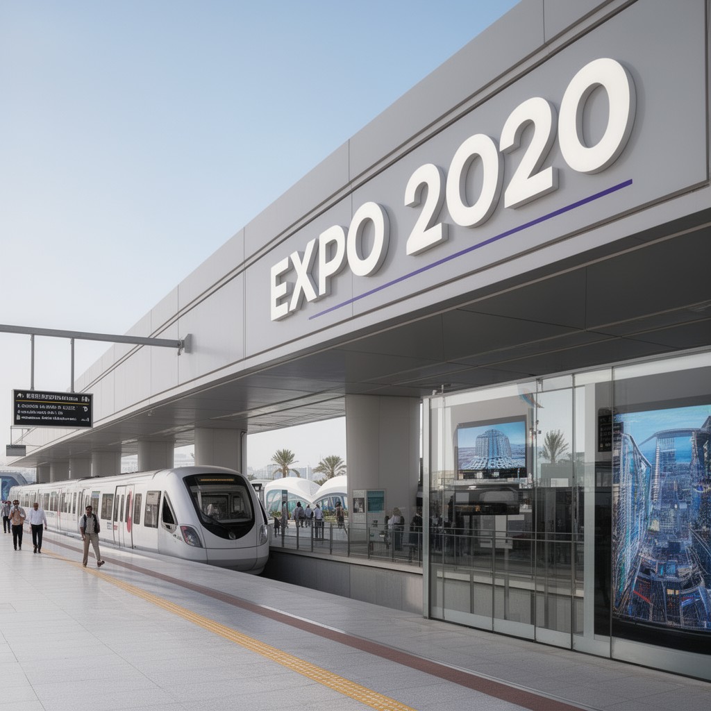 AI-generated illustration of Expo 2020 station