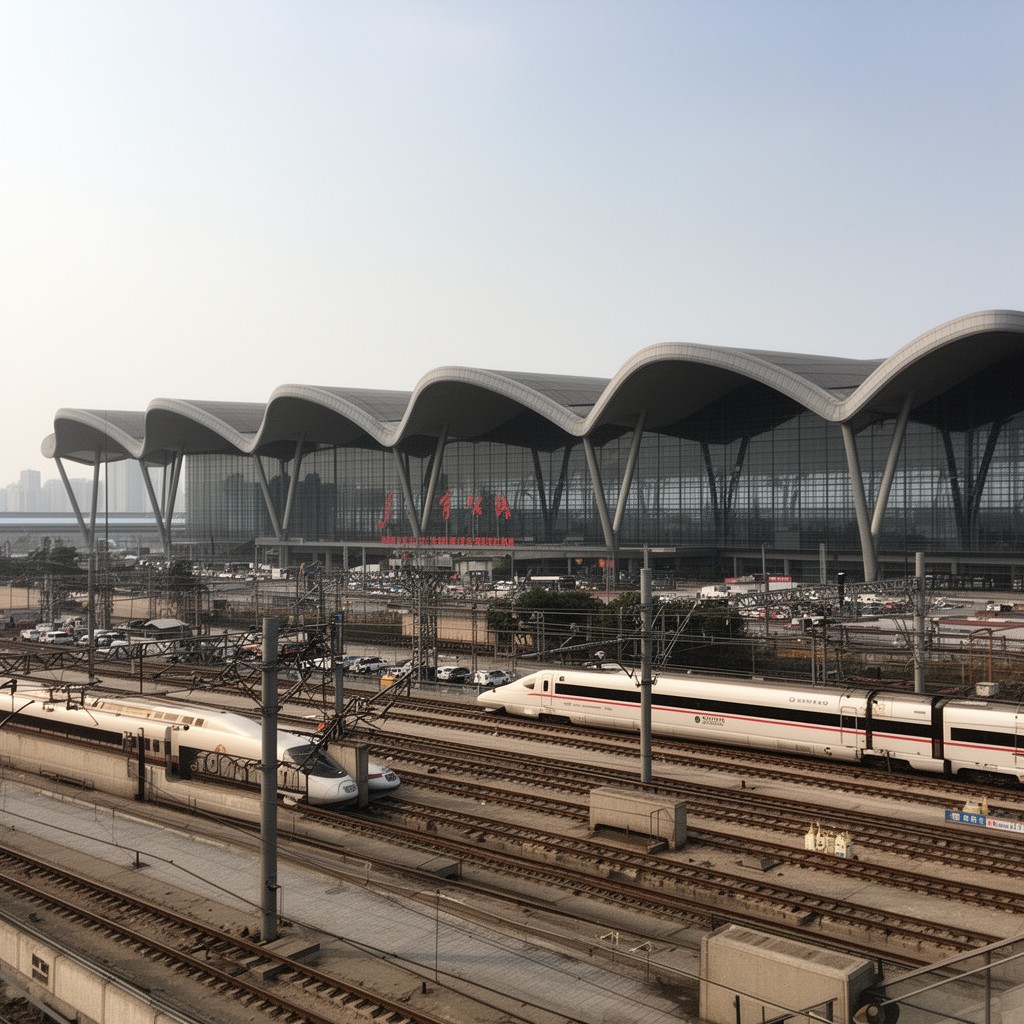 AI-generated illustration of Wuhan Railway Station