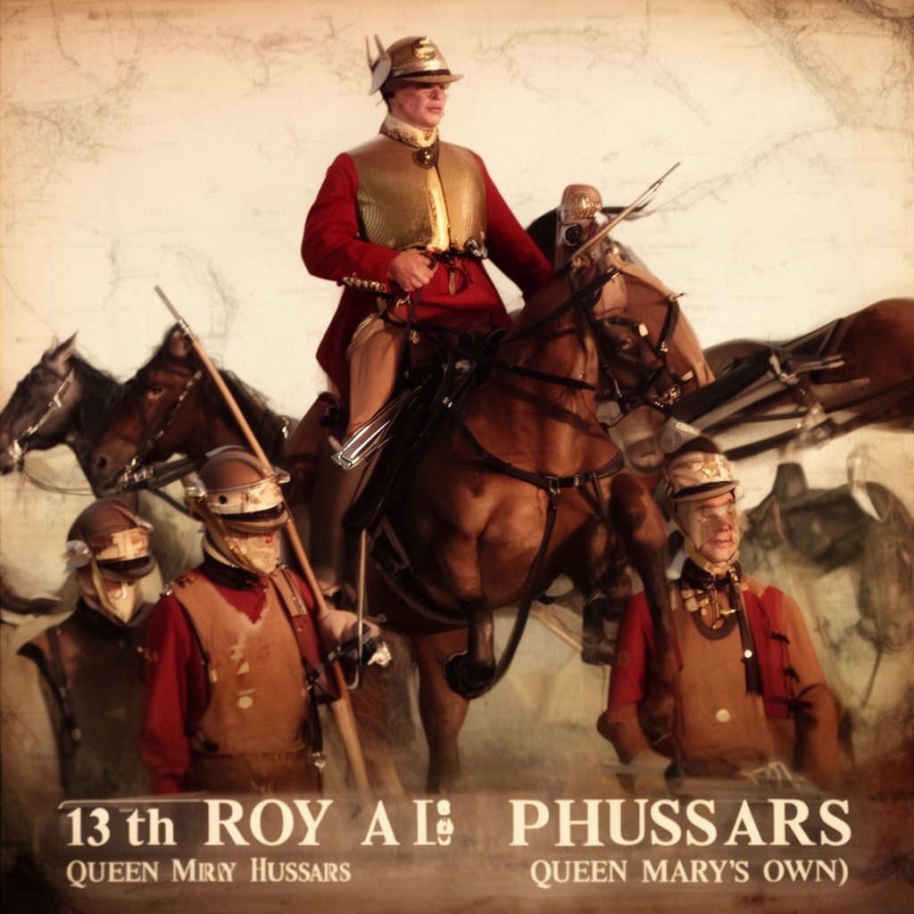 AI-generated illustration of 13th/18th Royal Hussars (Queen Mary's Own)