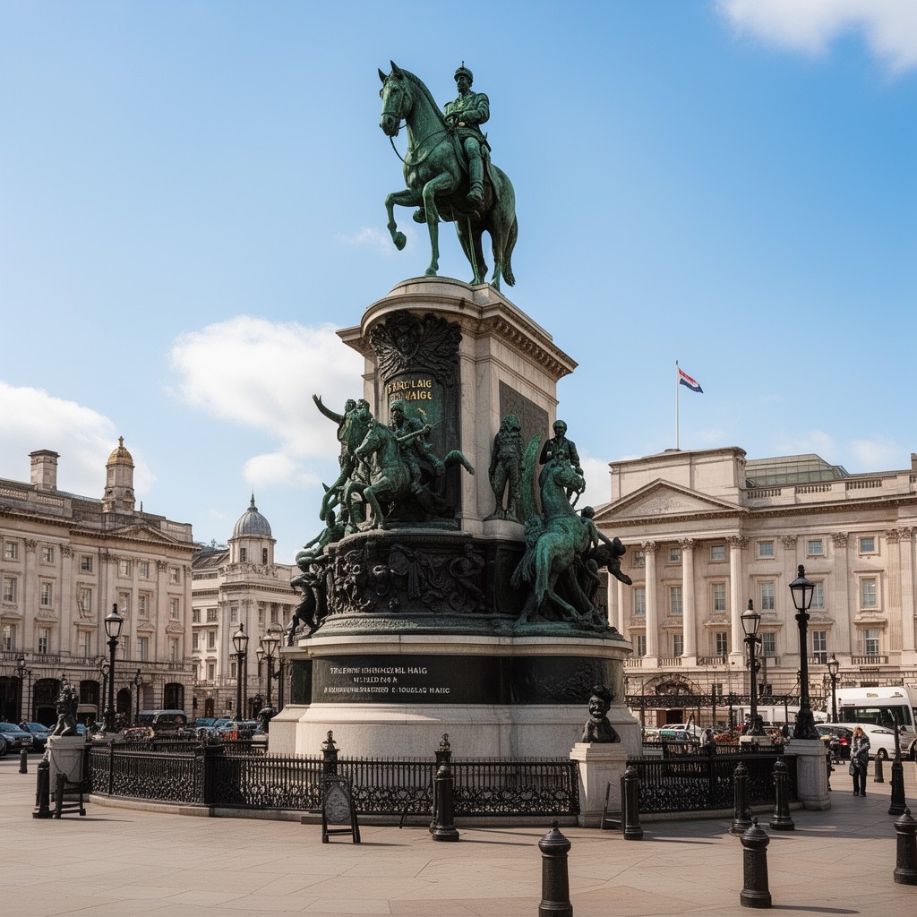 AI-generated illustration of Earl Haig Memorial (nearby on Whitehall)