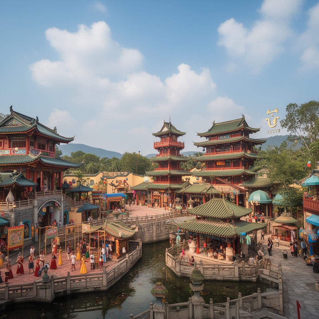 AI-generated illustration of China Folk Culture Village