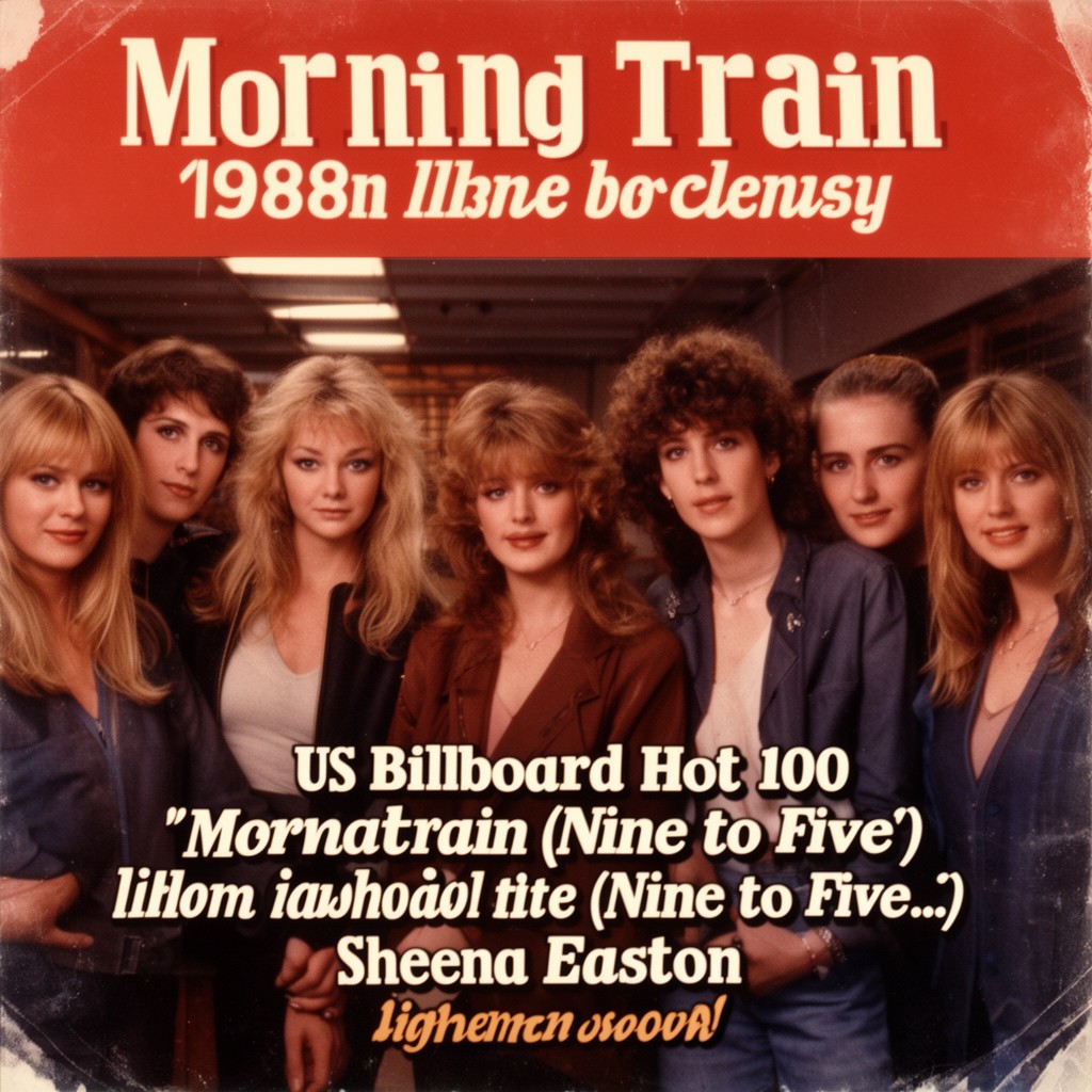 AI-generated illustration of Morning Train (Nine to Five) reached number one on the US Billboard Hot 100