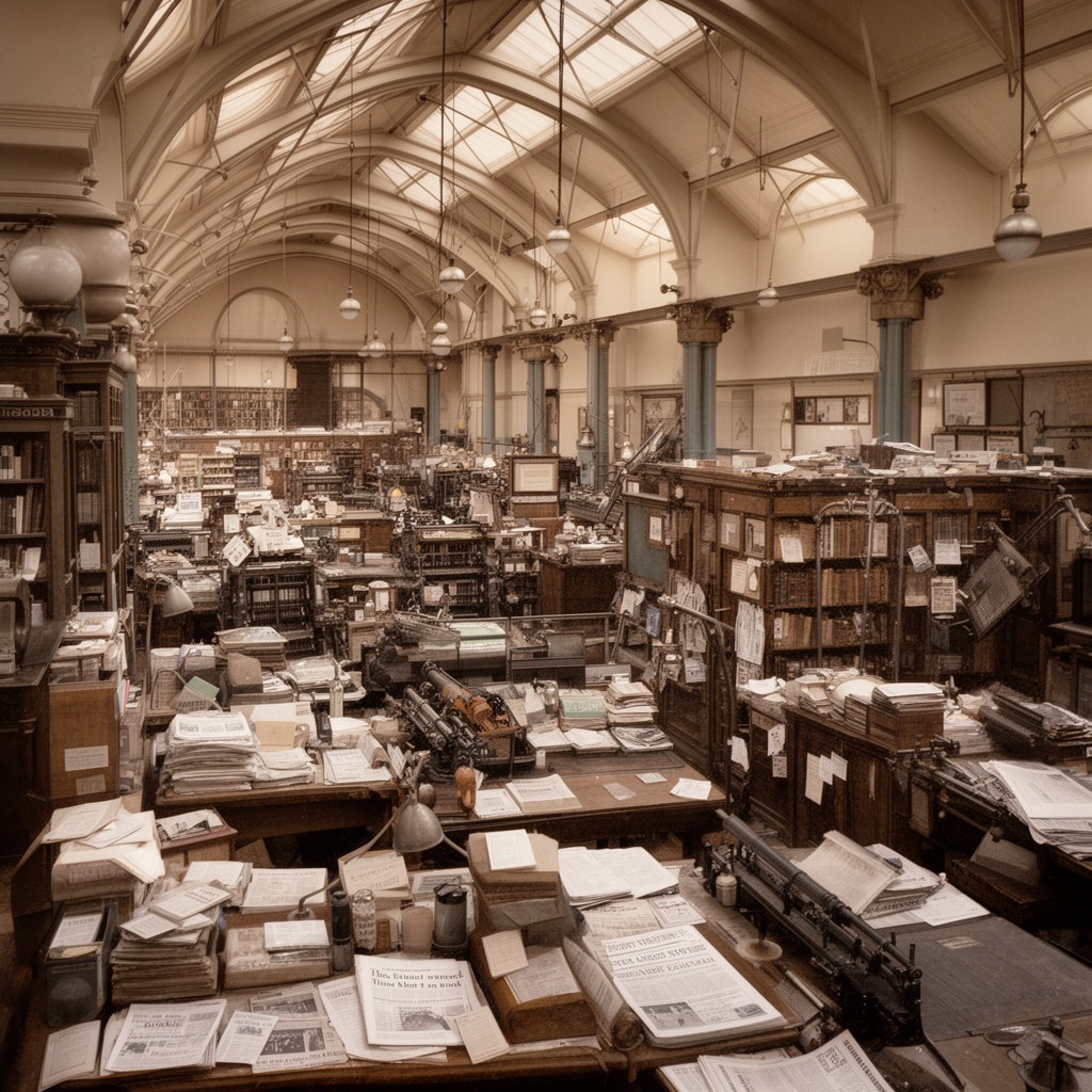 AI-generated illustration of the Fleet Street printing district