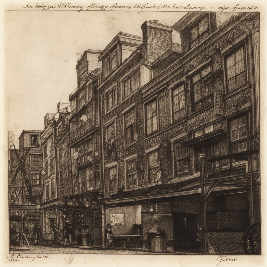 AI-generated illustration of Navy Office, Seething Lane