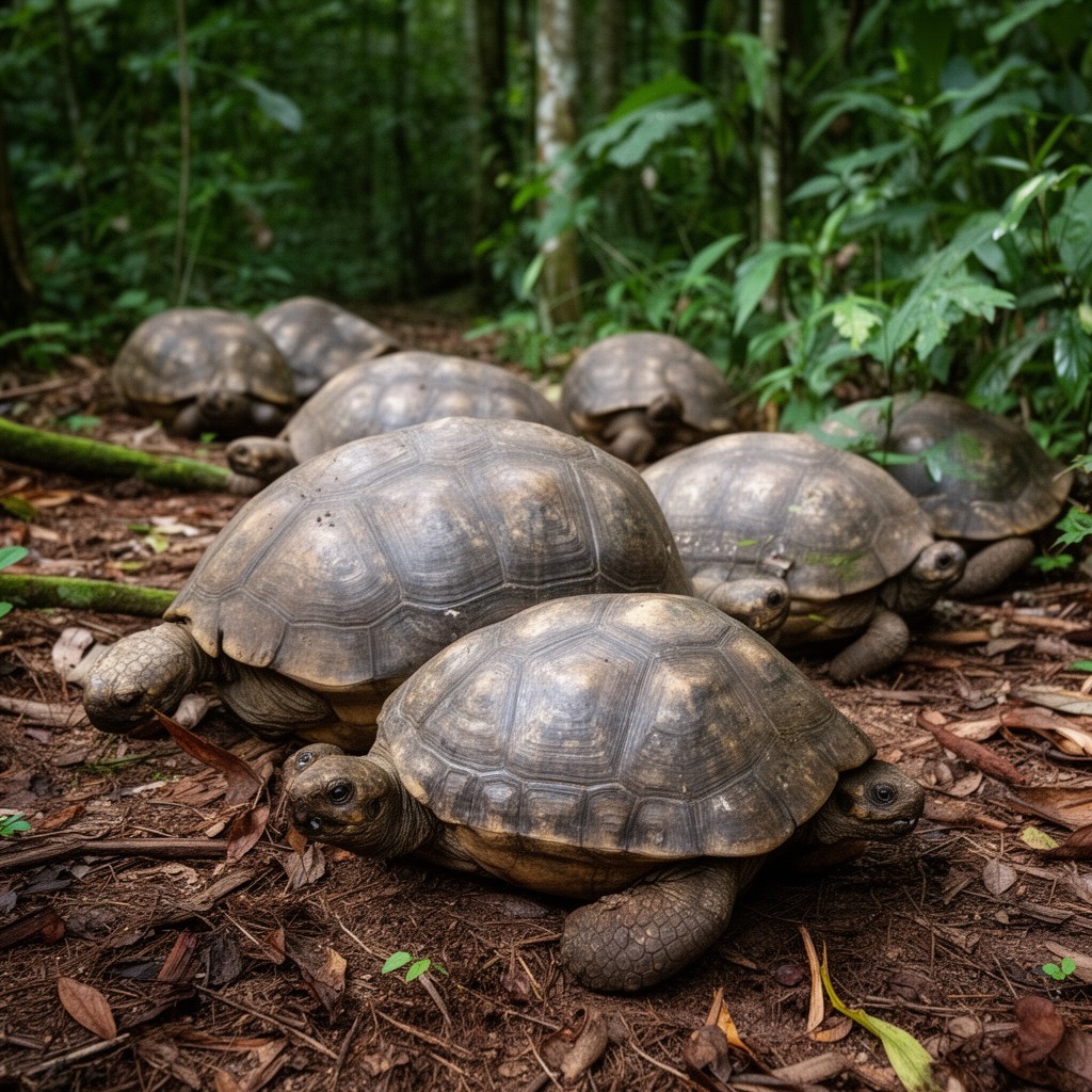 AI-generated illustration of Manouria tortoises