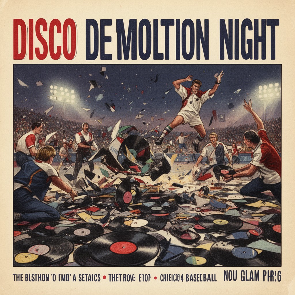 AI-generated illustration of Disco Demolition Night