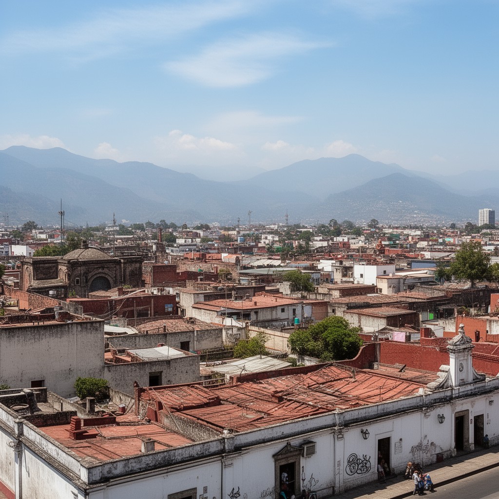 AI-generated illustration of San Cristóbal Ecatepec, State of Mexico, Viceroyalty of New Spain