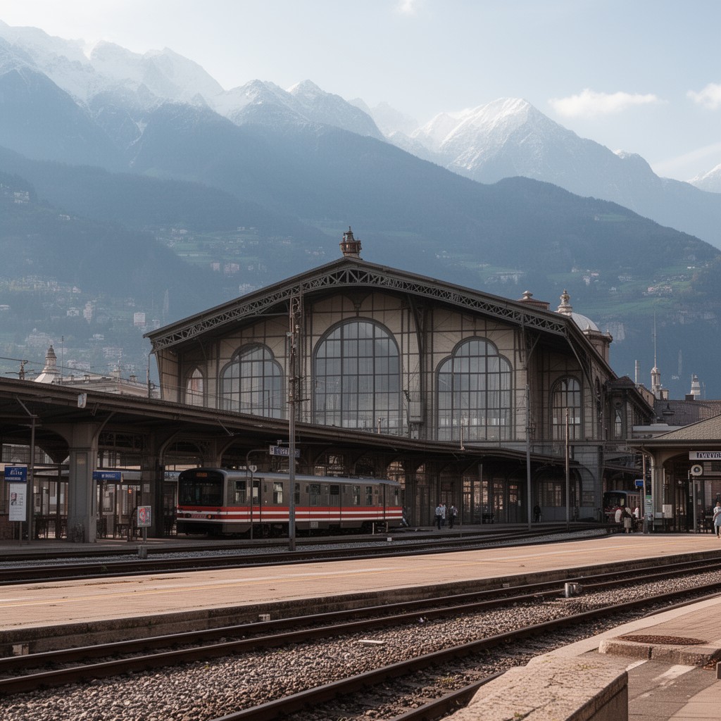 AI-generated illustration of Trento railway station