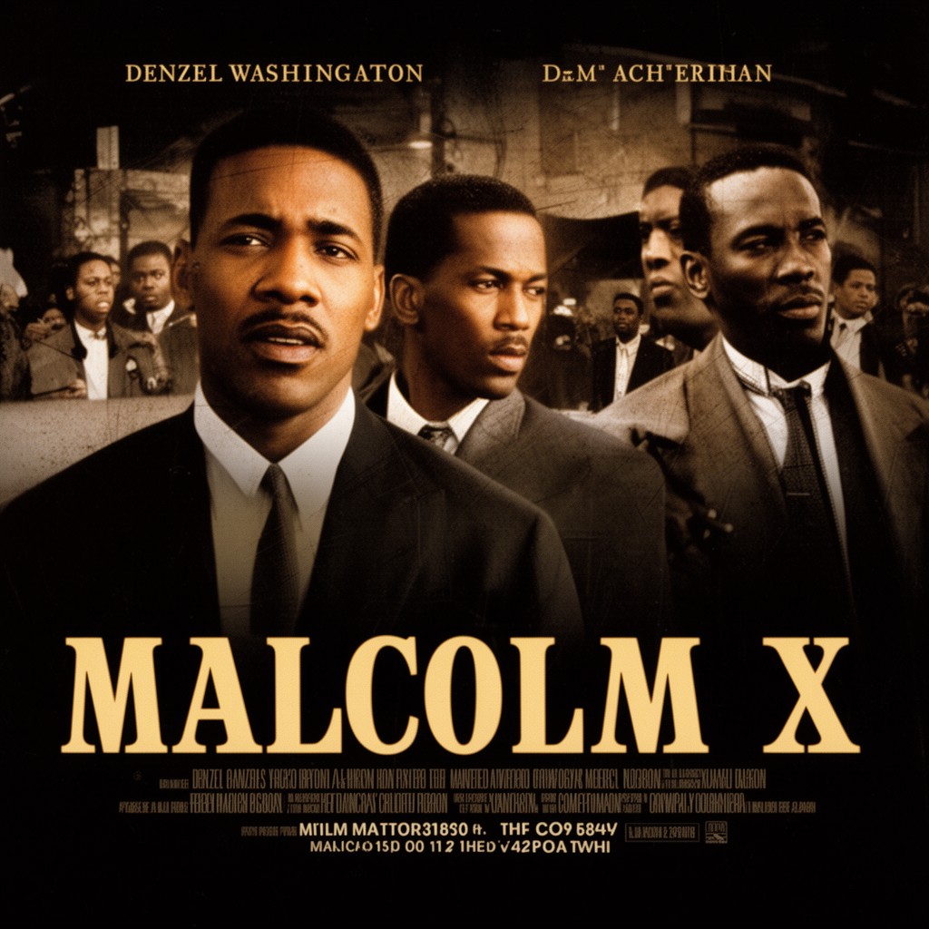 AI-generated illustration of film "Malcolm X" (1992)