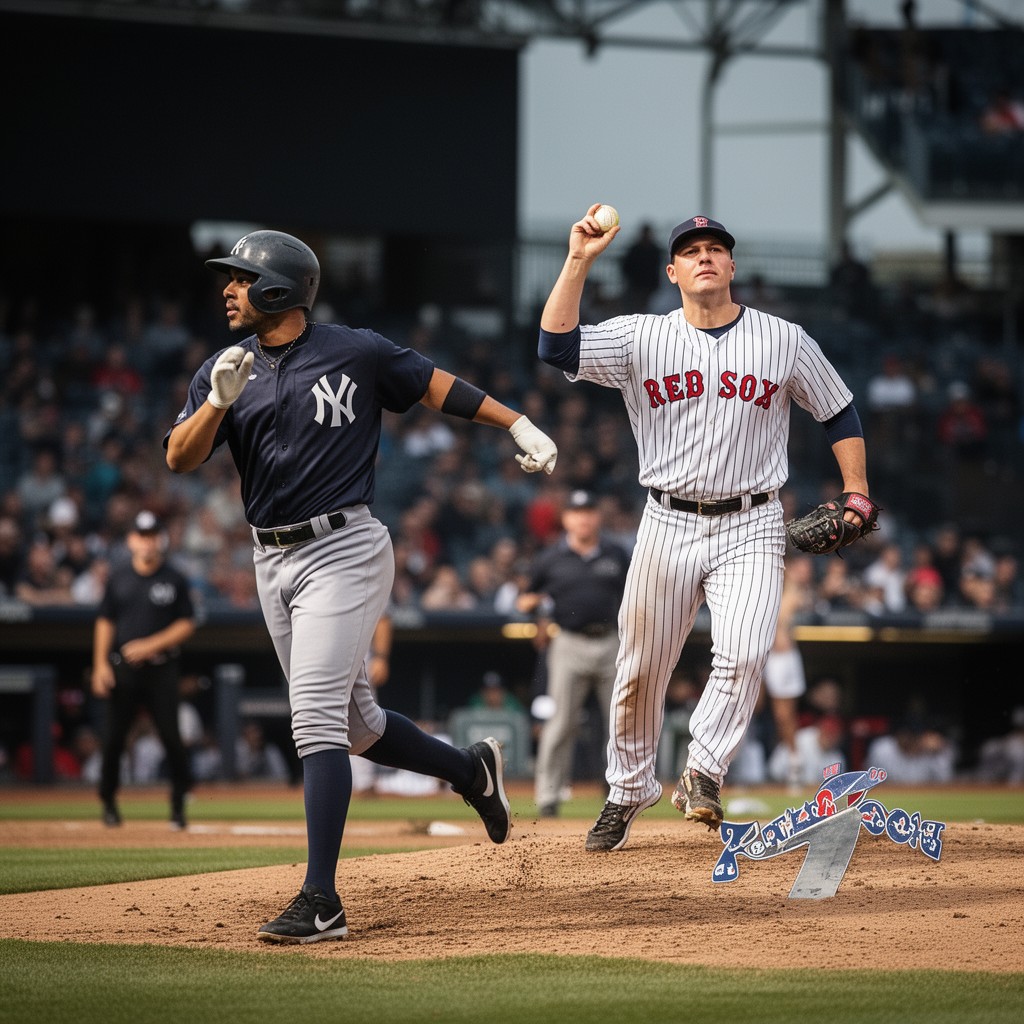AI-generated illustration of Yankees–Red Sox rivalry