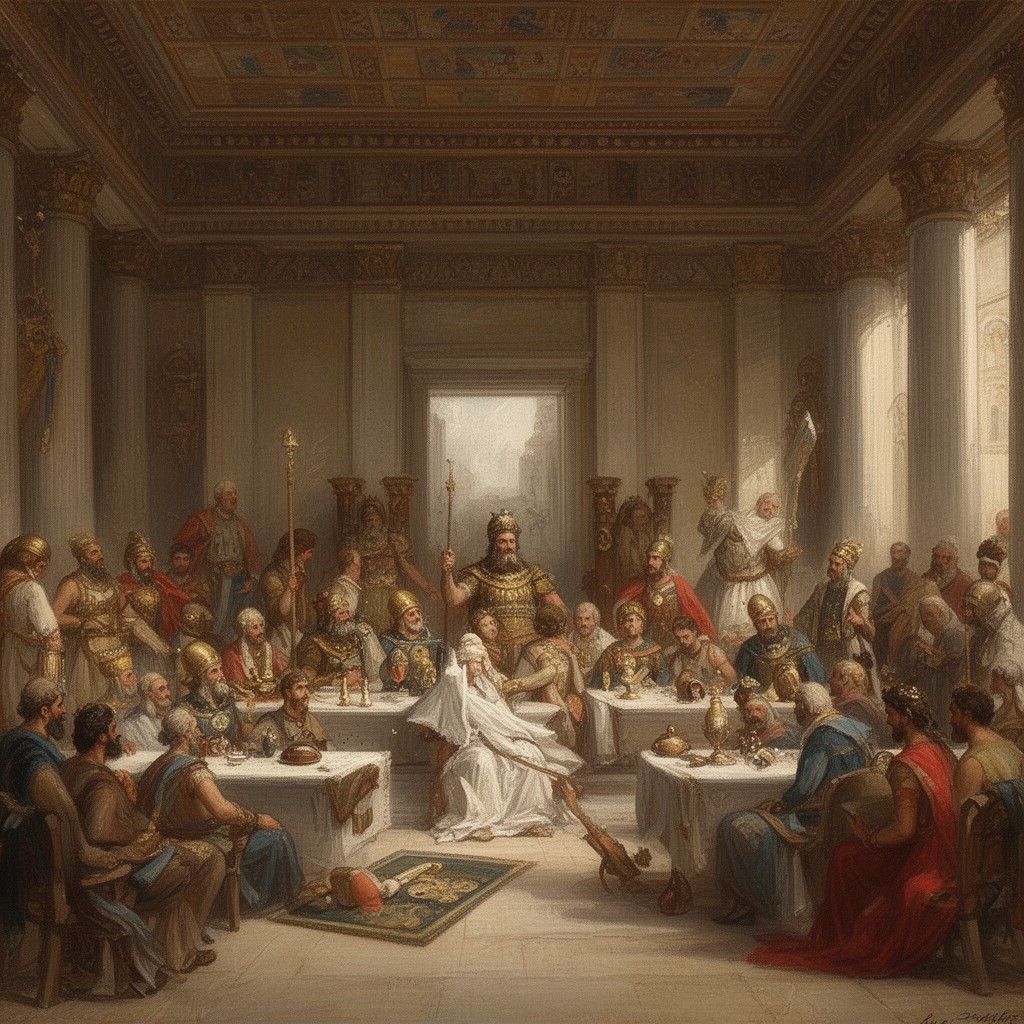 AI-generated illustration of Macedonian court