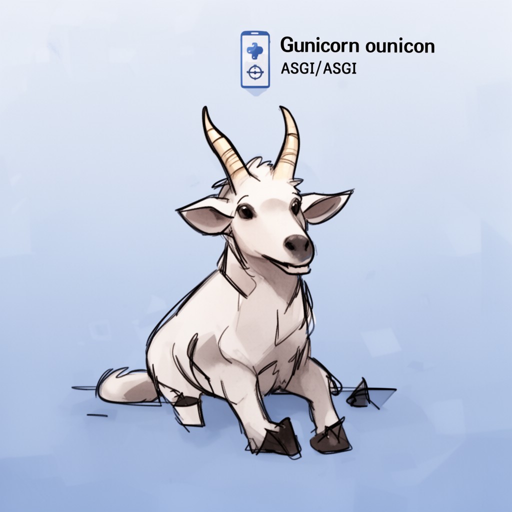 AI-generated illustration of Gunicorn (with ASGI workers)