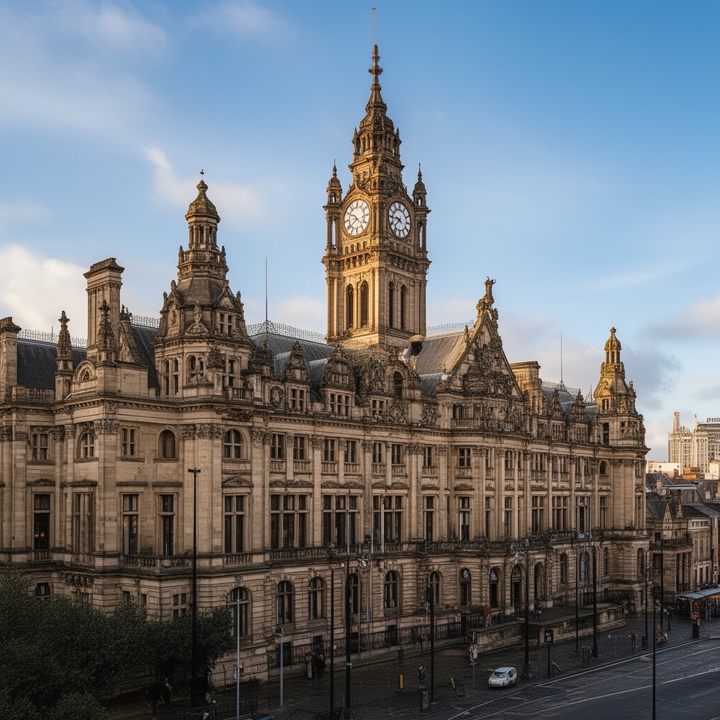 AI-generated illustration of Sheffield Town Hall