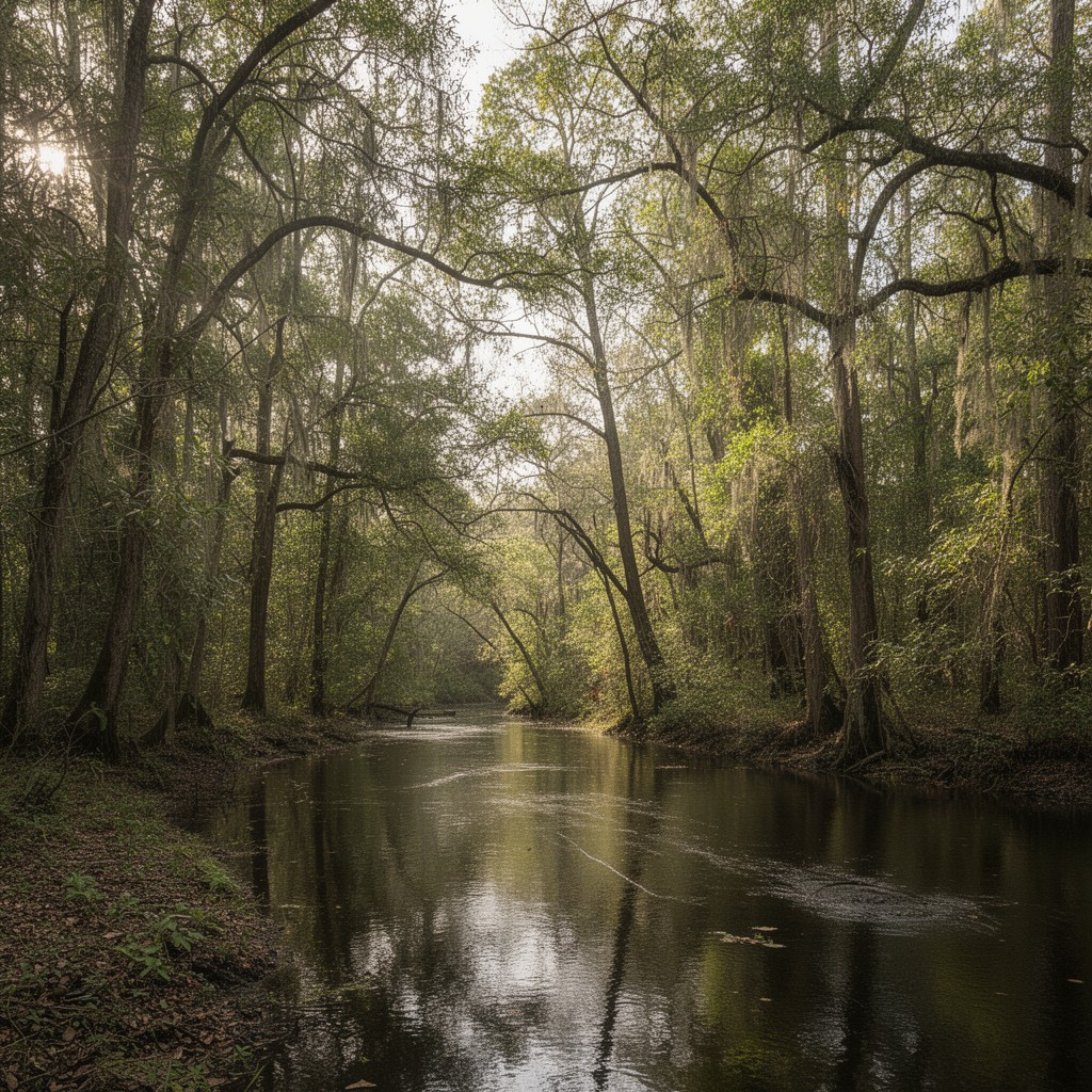 AI-generated illustration of Twin Rivers State Forest