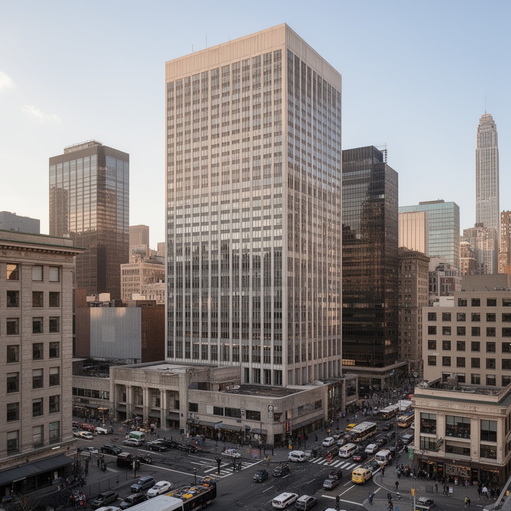 AI-generated illustration of One Federal Plaza, New York, NY
