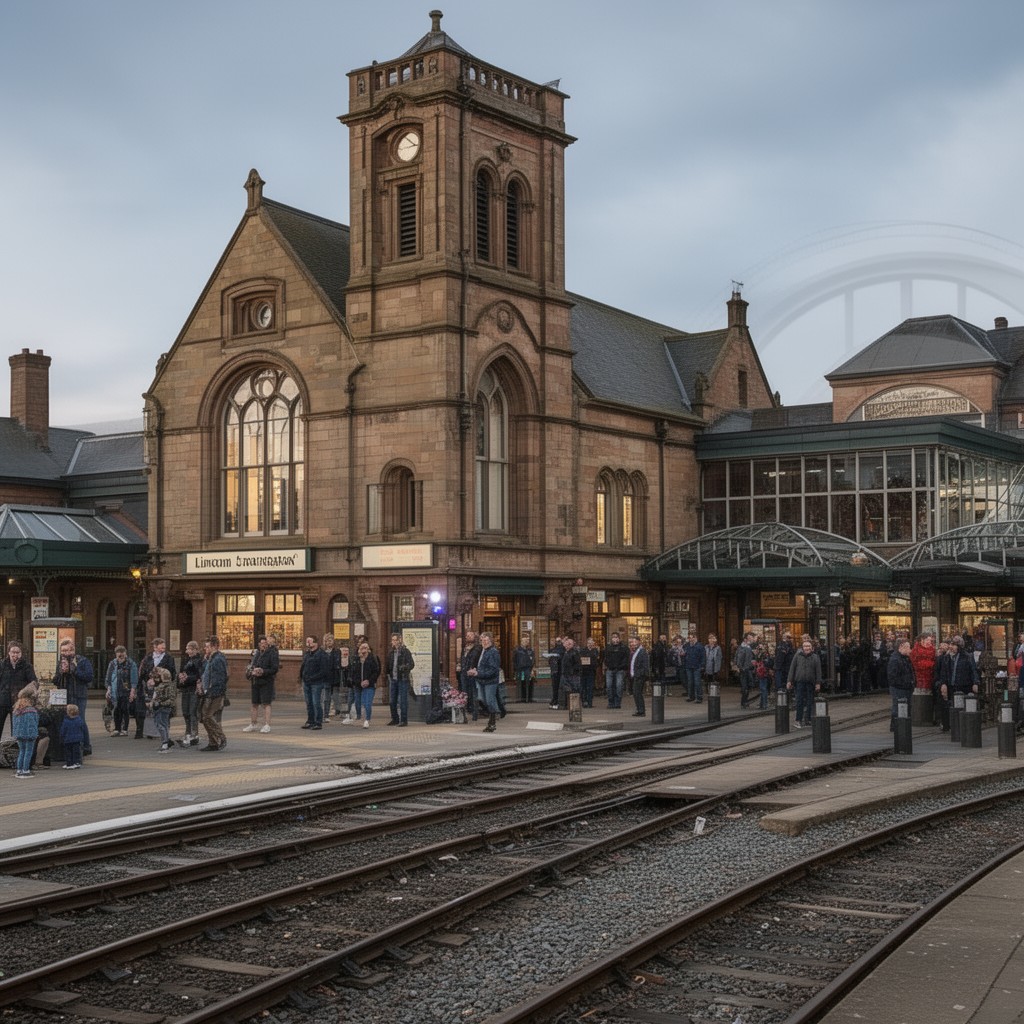 AI-generated illustration of Lincoln railway station