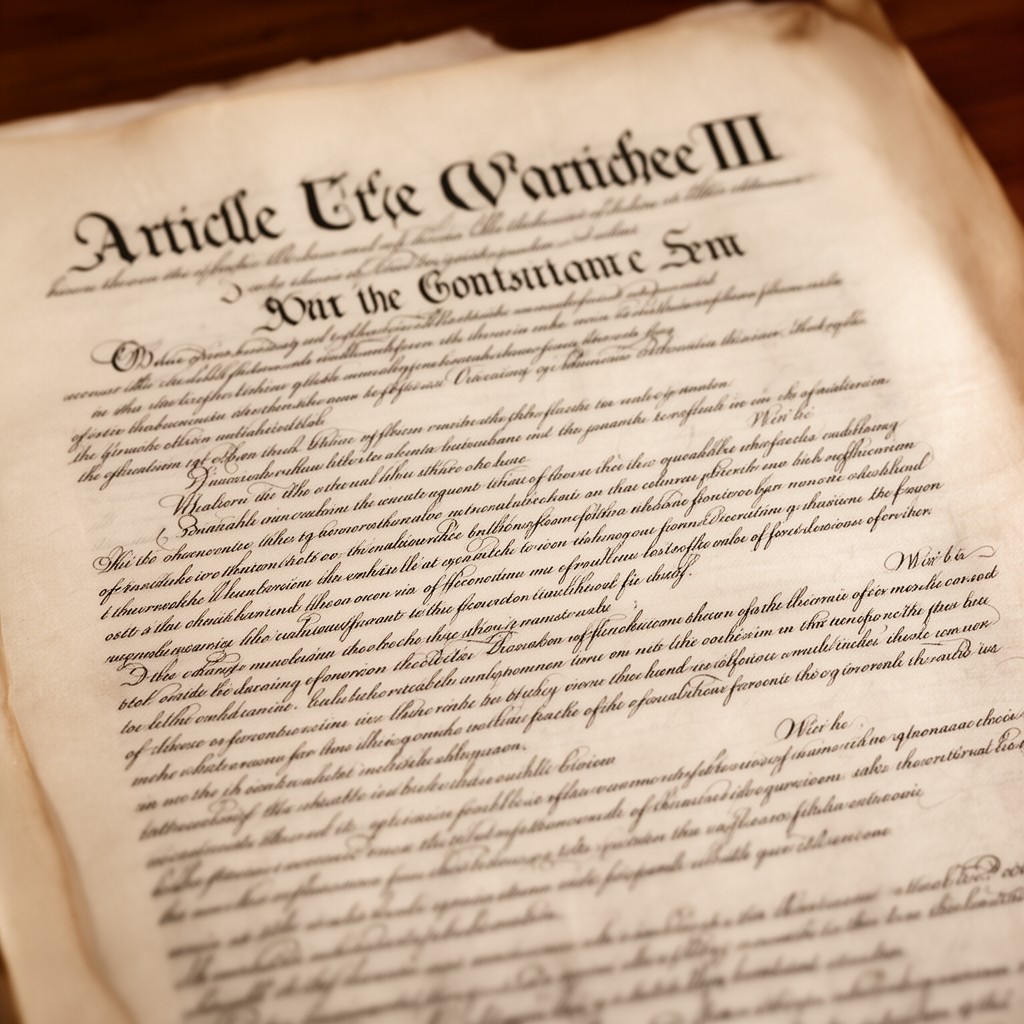 AI-generated illustration of Article III of the United States Constitution
