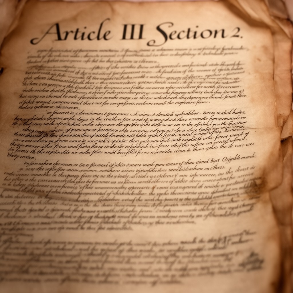 AI-generated illustration of Article III, Section 2 of the United States Constitution