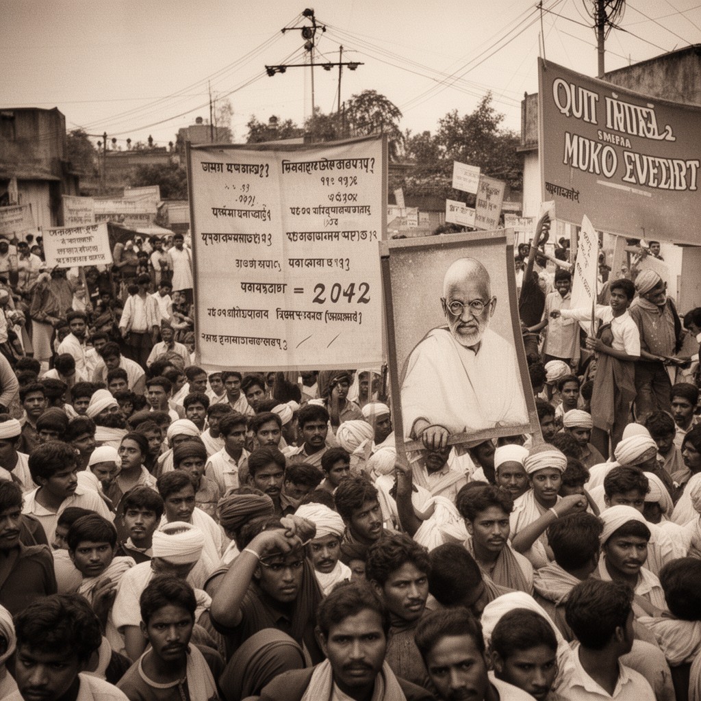 AI-generated illustration of Quit India movement