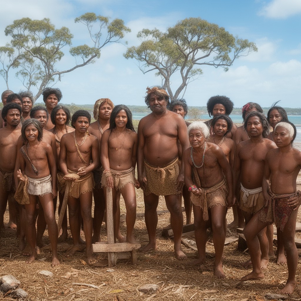 AI-generated illustration of Butchulla people