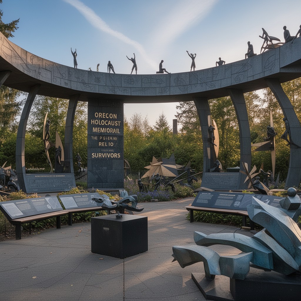 AI-generated illustration of Oregon Holocaust Memorial