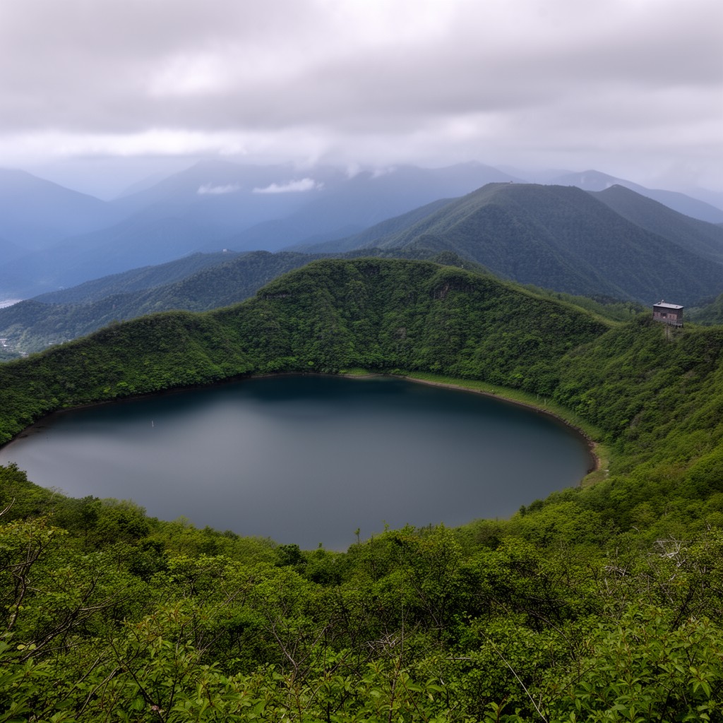 AI-generated illustration of Lake Ōnuma