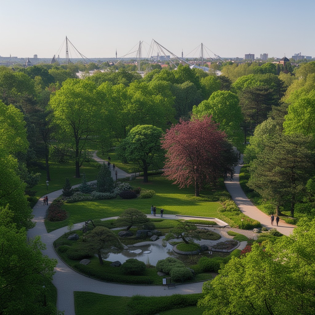AI-generated illustration of Szczytnicki Park