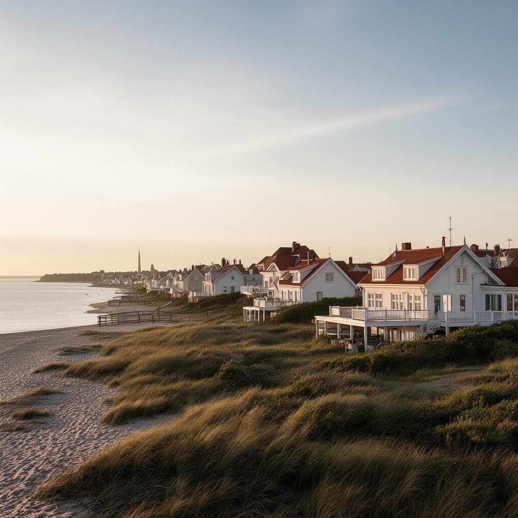 AI-generated illustration of Hornbæk seaside villas in Denmark