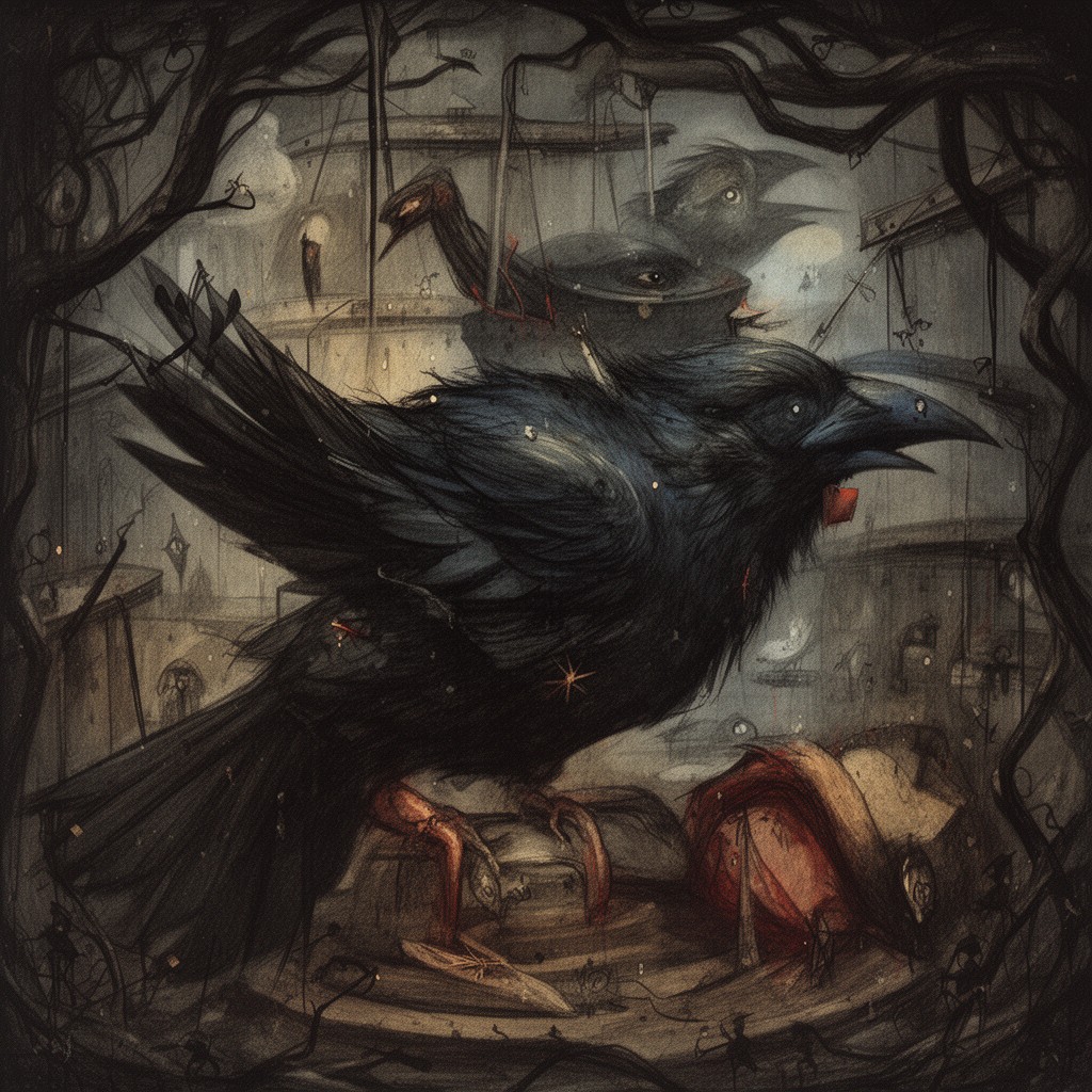 AI-generated illustration of The Obscene Bird of Night
