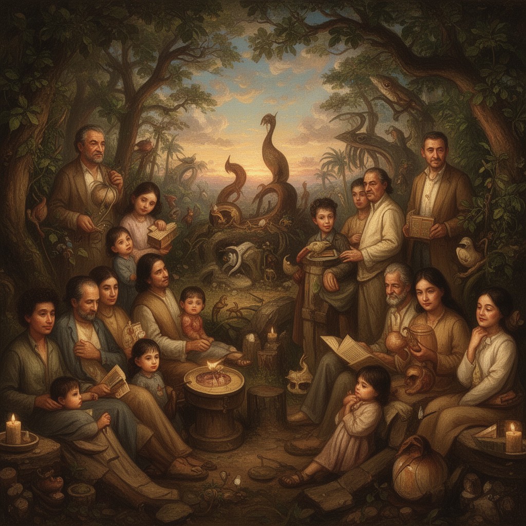 AI-generated illustration of Buendía family