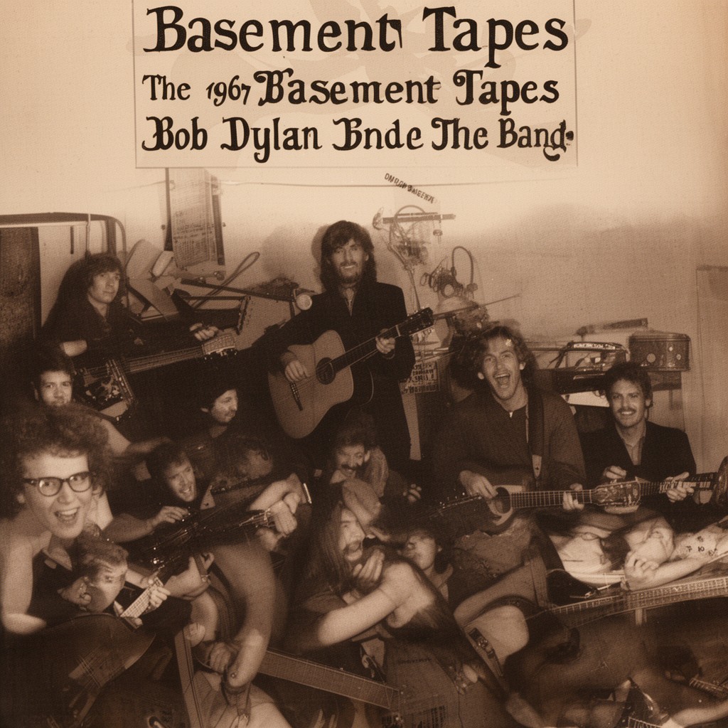 AI-generated illustration of 1967 Basement Tapes recordings