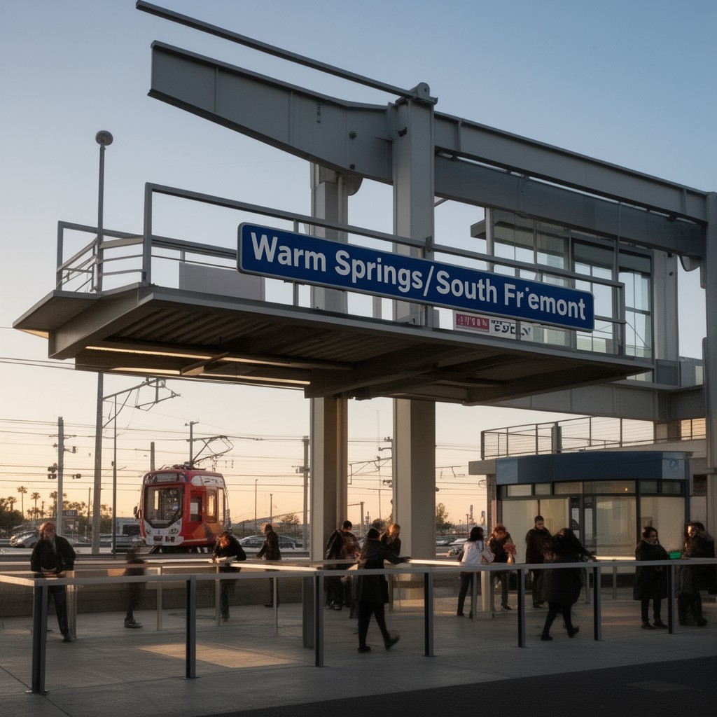 AI-generated illustration of Warm Springs/South Fremont station