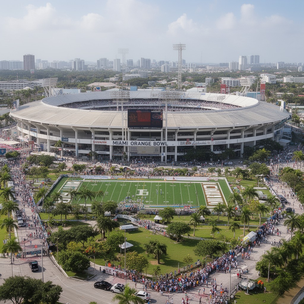 AI-generated illustration of Miami Orange Bowl stadium