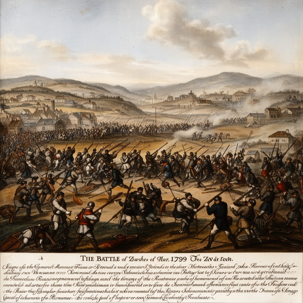 AI-generated illustration of Battle of Zurich (1799)